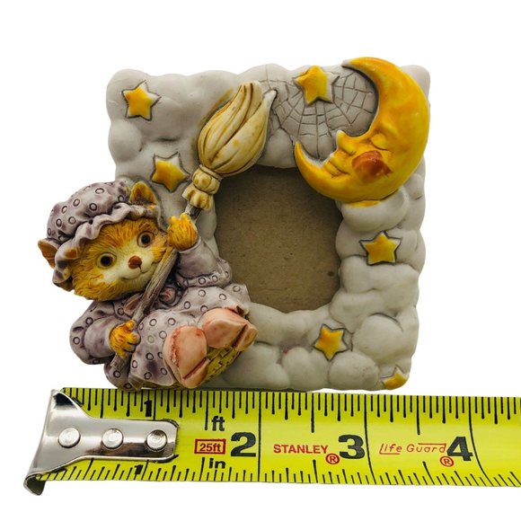 Vtg Sansco 3D Musical Photo Frame Kitty Anthropomorphic Moon Its A Small World - Picture 9 of 10
